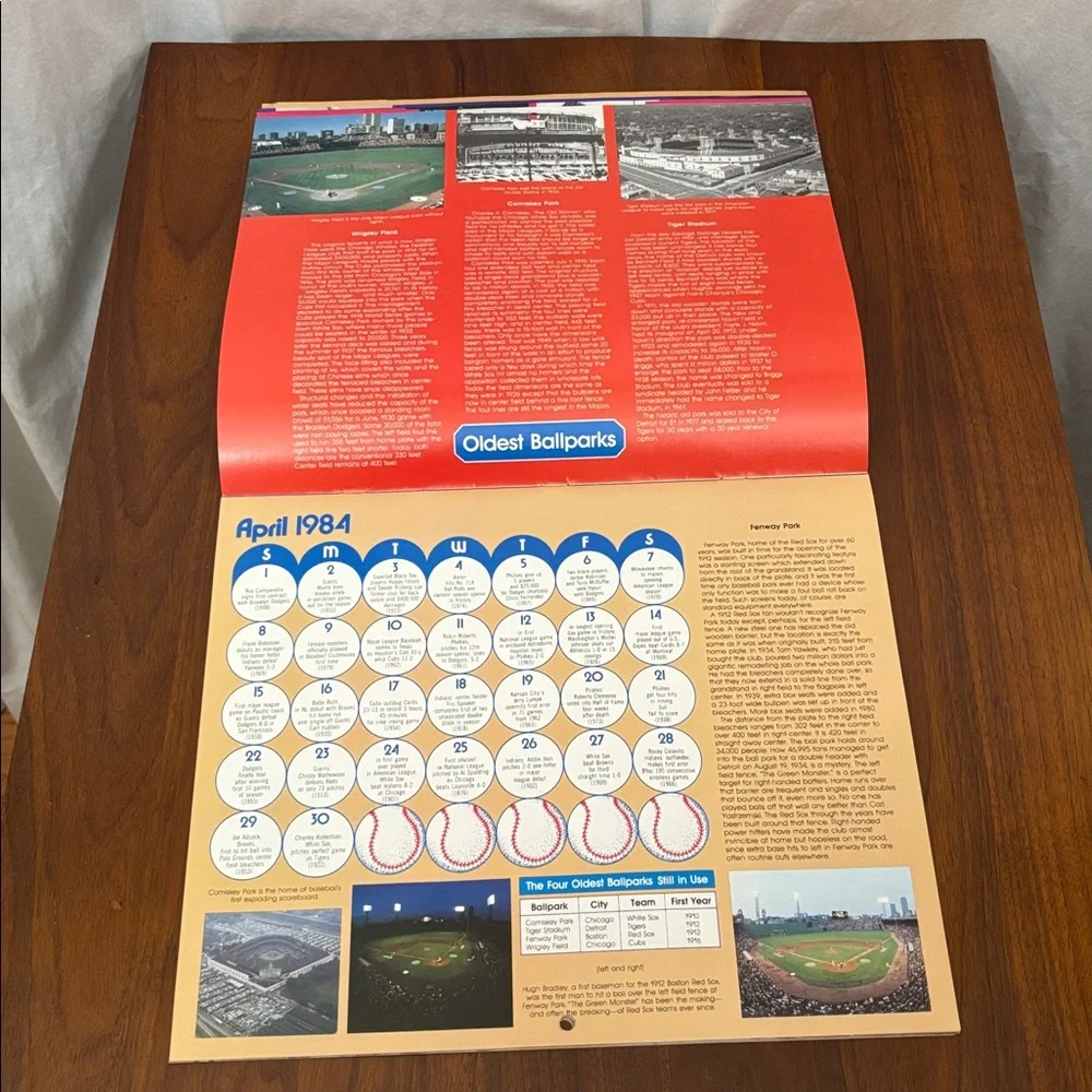 Vintage 1984 Macmillan baseball calendar